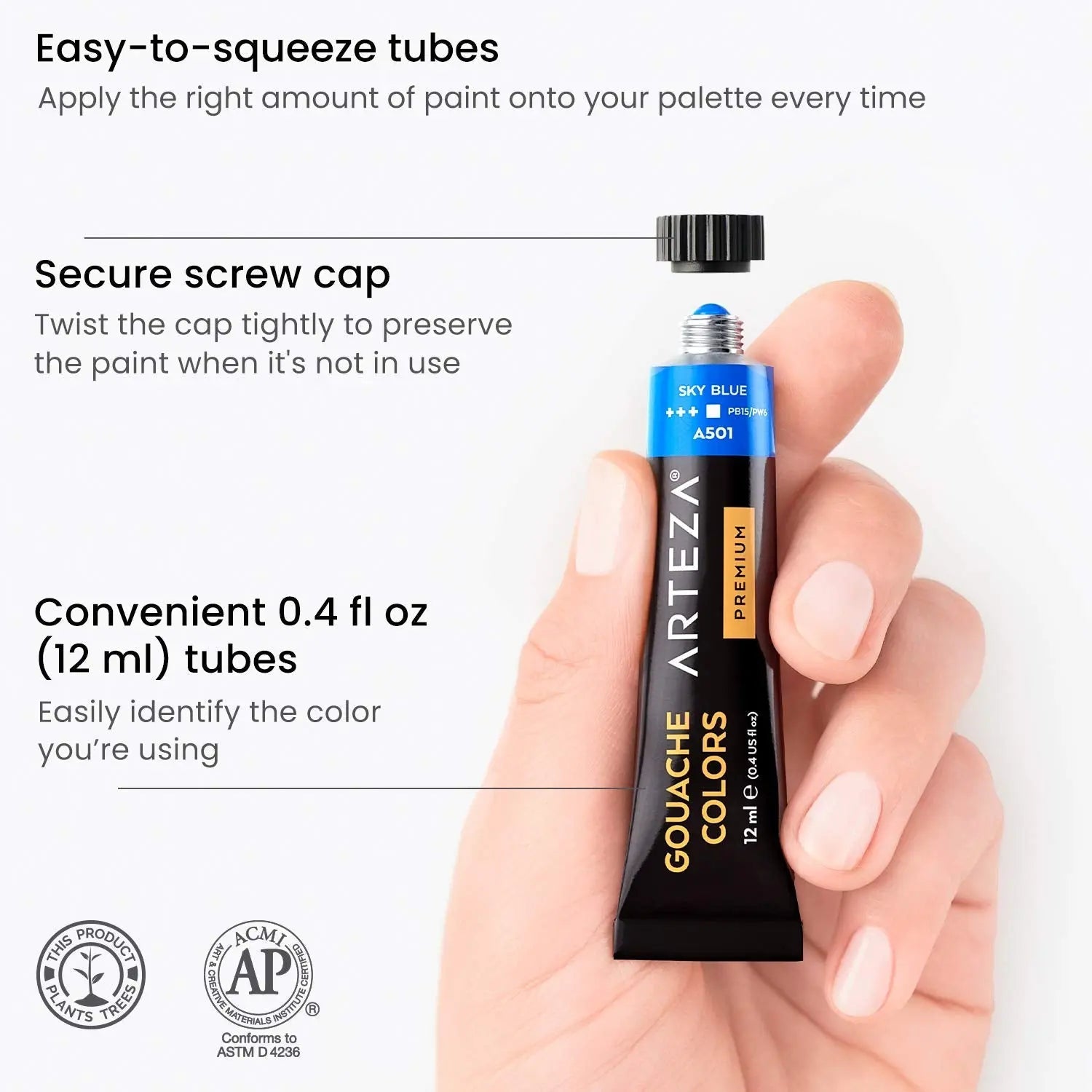 ARTEZA Premium Gouache Colour Paint Set -12ml Tubes